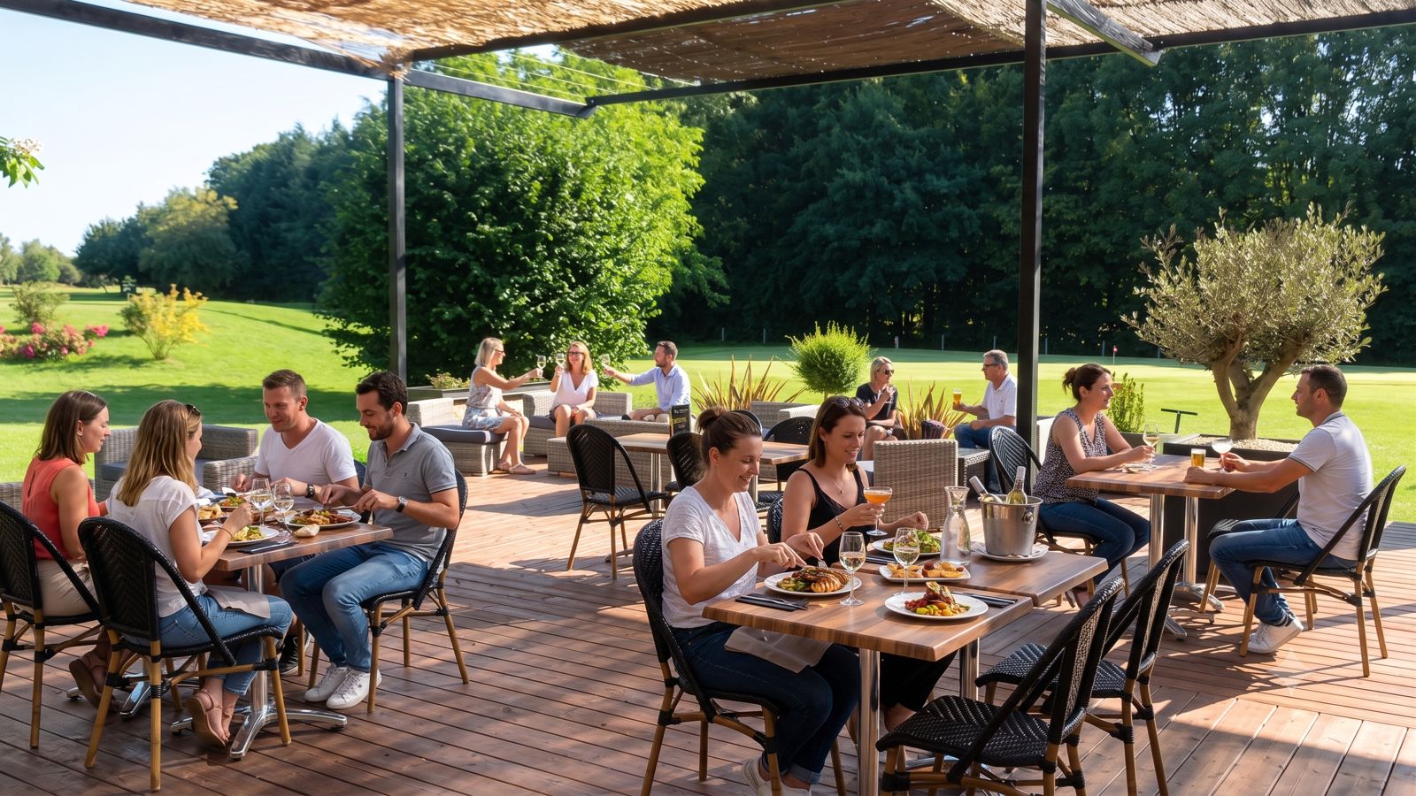 L'ambiance apéritif au lounge extérieur